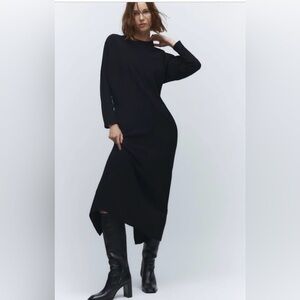 Zara black maxi dress medium dolman sleeves NWOT